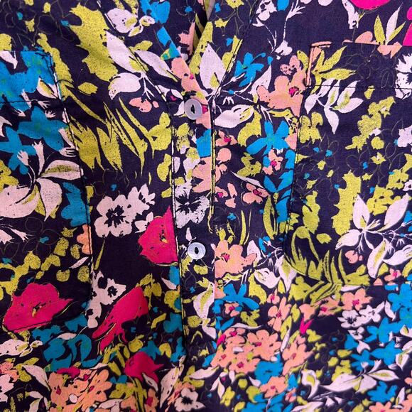 Zara Basic Floral Cotton V-neck Blouse Small - Picture 6 of 10